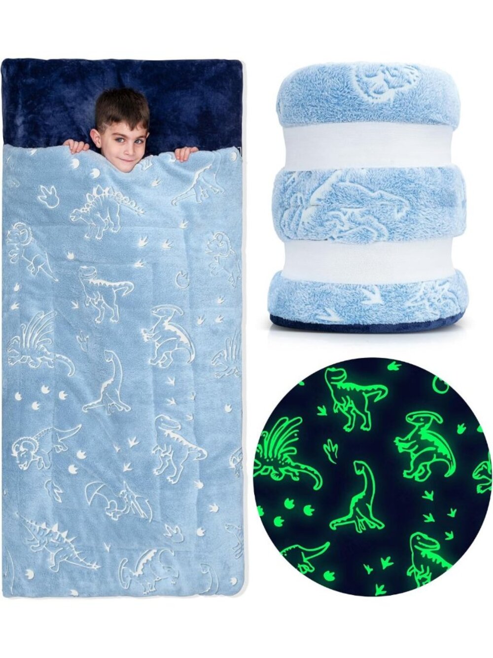 Glow in the Dark Kids Sleeping Bag - Large Toddler Blanket with Pillow Pocket